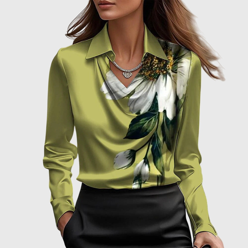 Blusa elegante para mujer con fruncido y corte fluido en tejido fino para uso diario