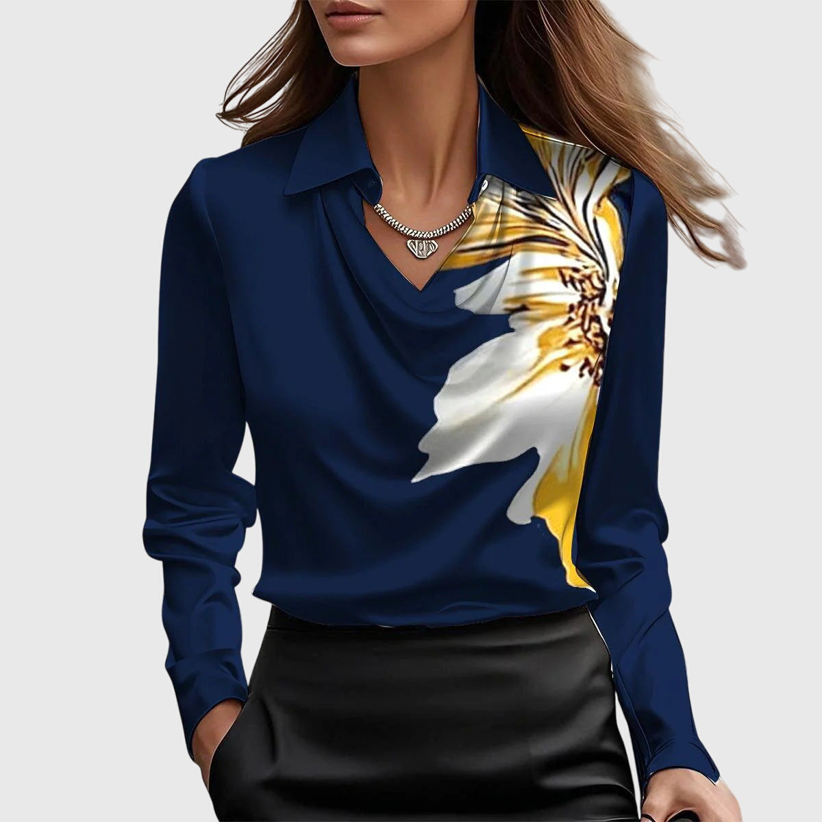 Blusa elegante para mujer con fruncido y corte fluido en tejido fino para uso diario