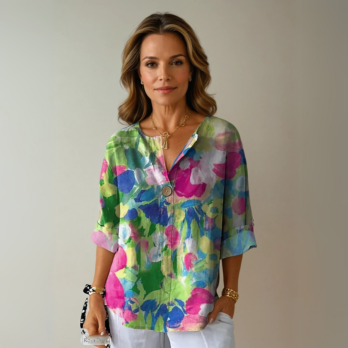 Blusa floral con manga 3/4