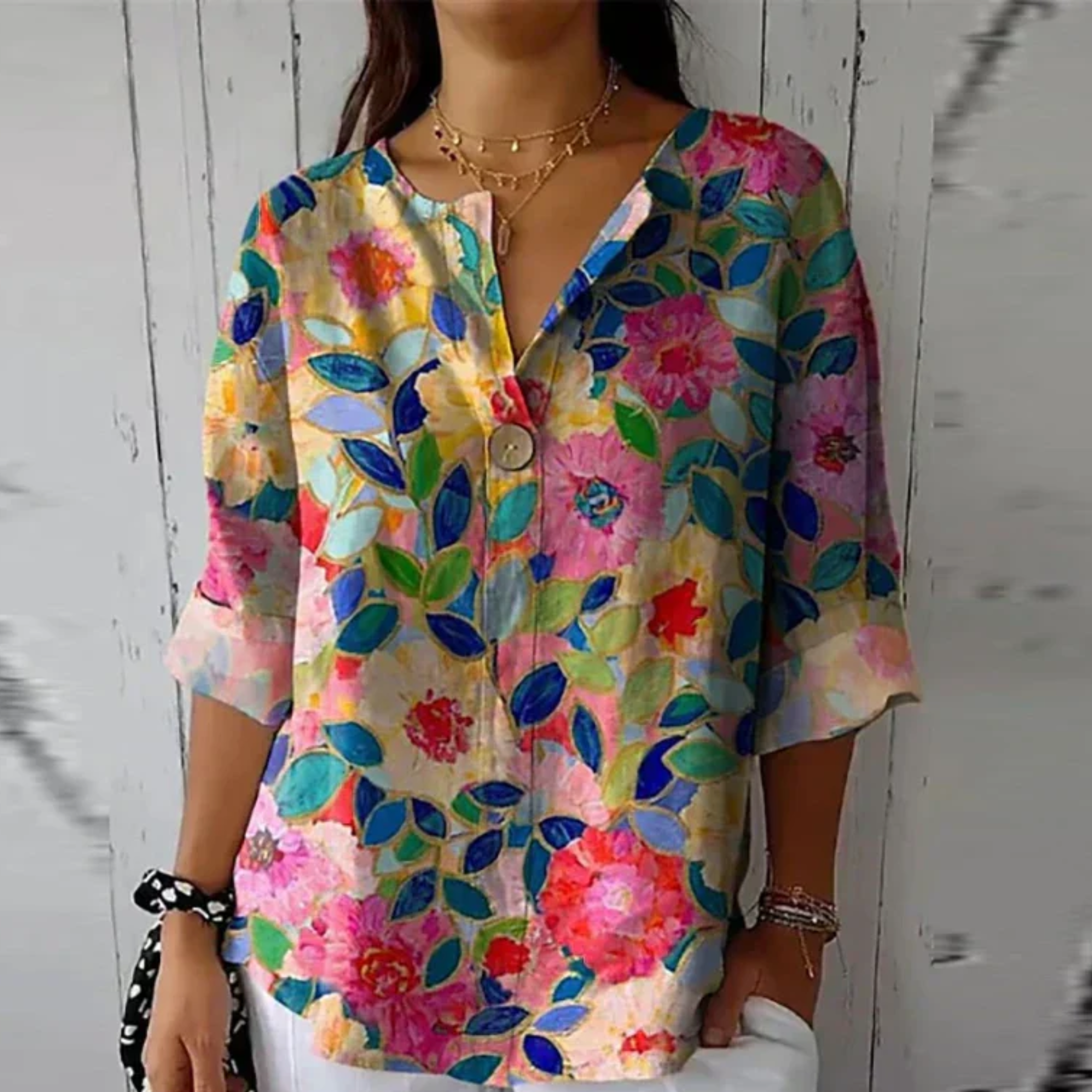 Blusa floral con manga 3/4