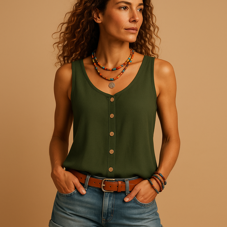 Blusa ligera sin mangas con botones