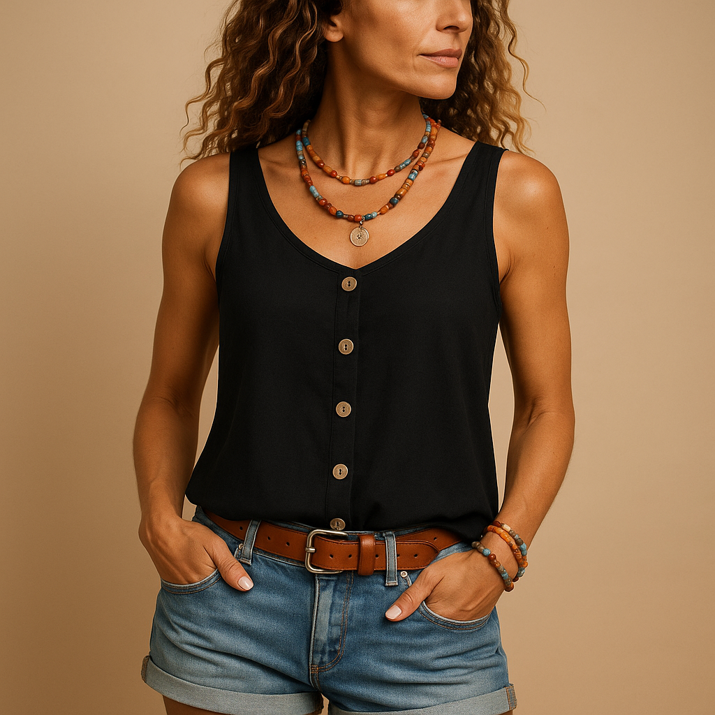 Blusa ligera sin mangas con botones