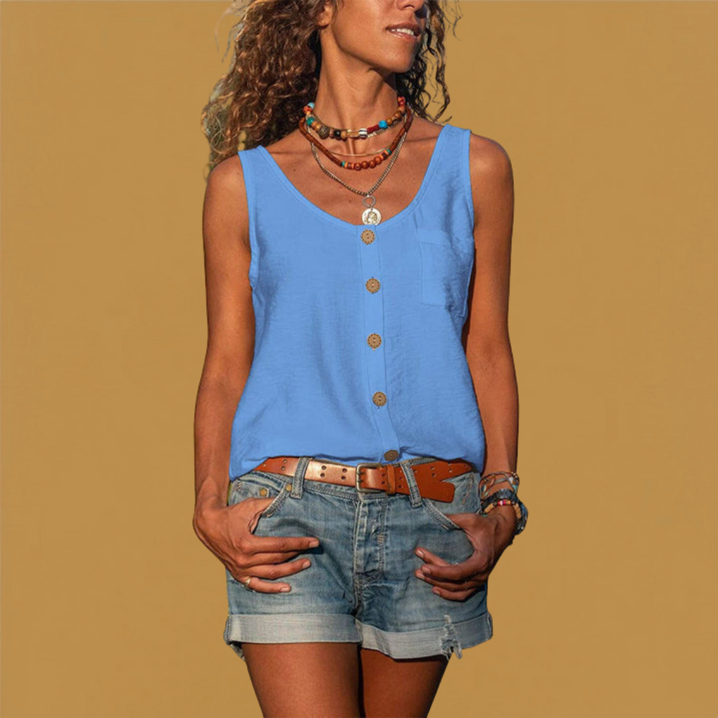 Blusa ligera sin mangas con botones