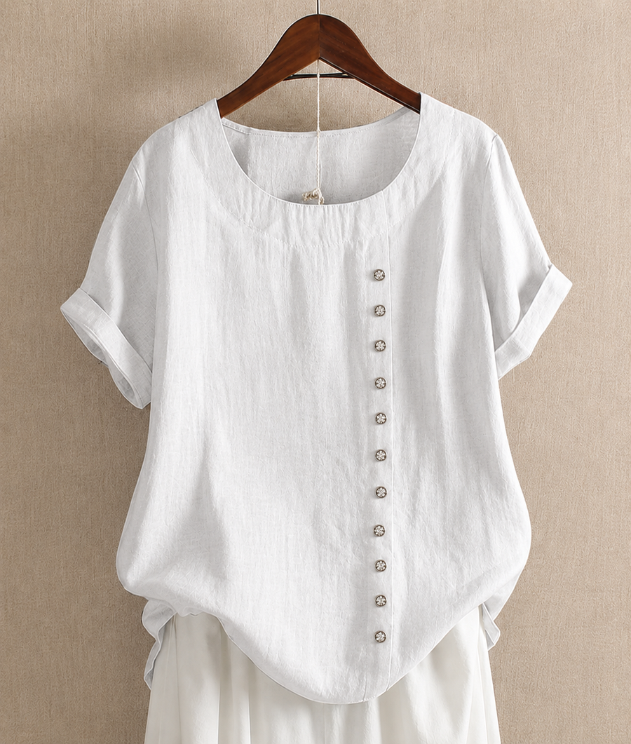 Blusa monocromática de manga corta y cuello redondo
