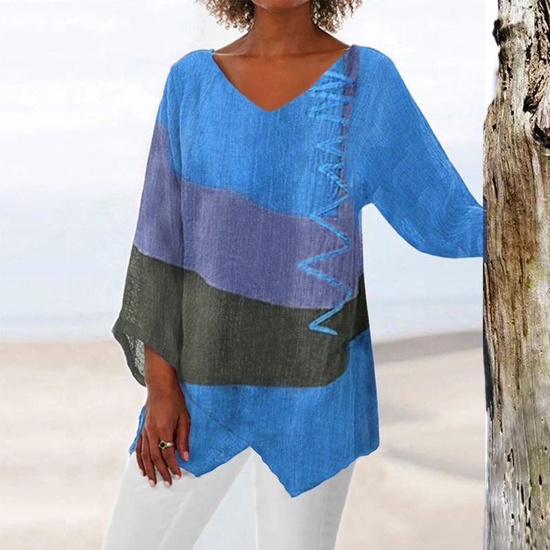 Blusa para mujer color block de manga larga