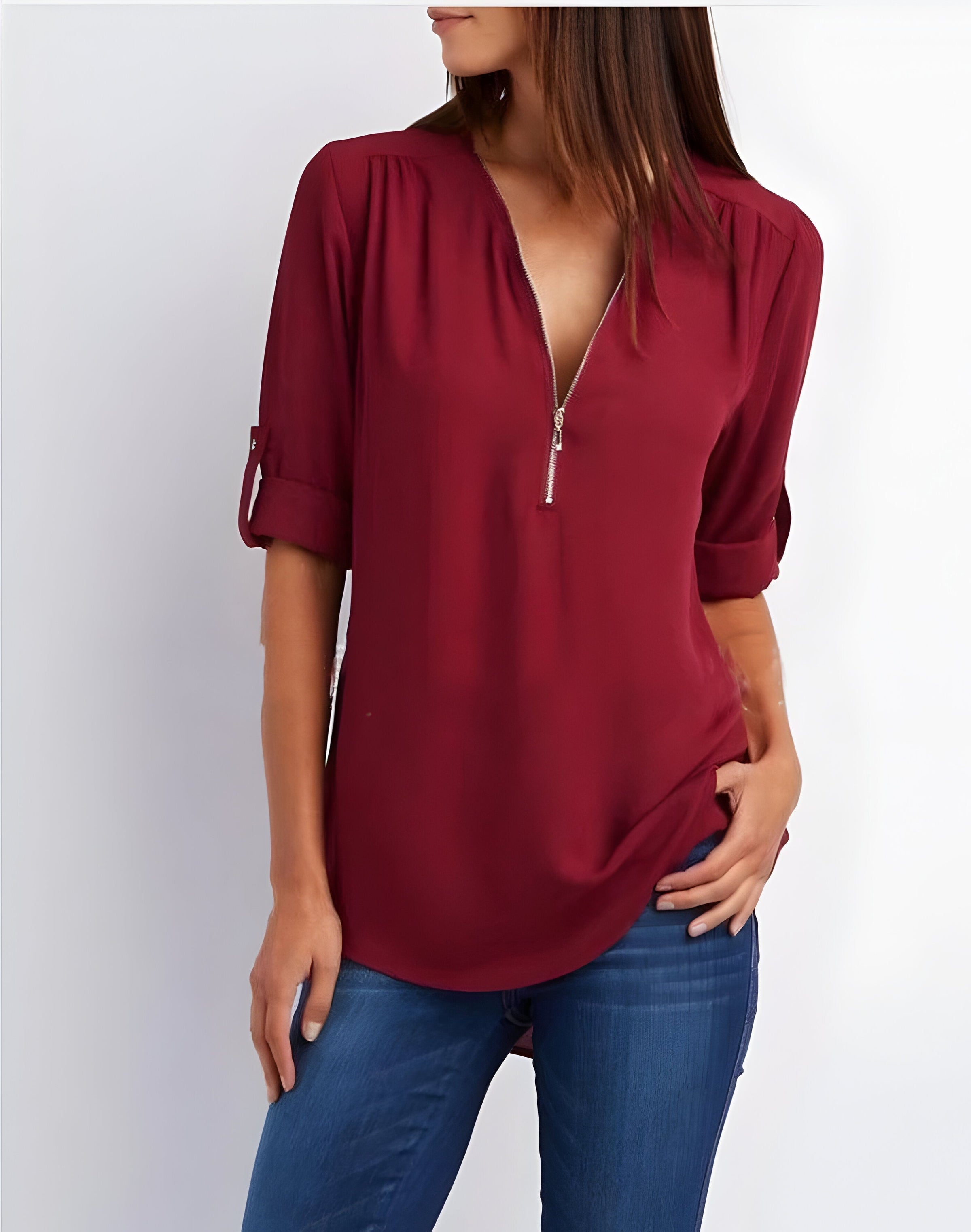Blusa para mujer con cremallera frontal