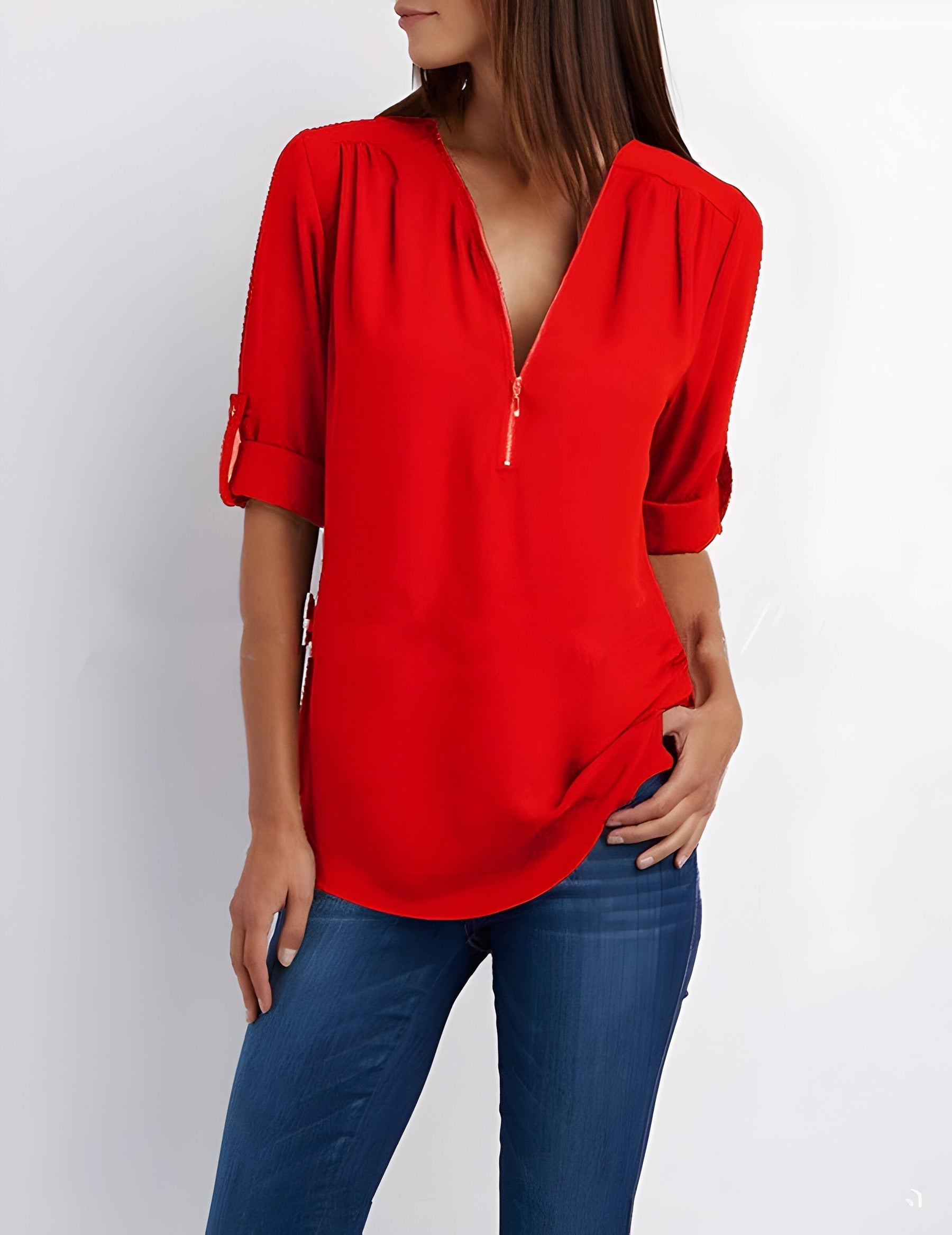 Blusa para mujer con cremallera frontal
