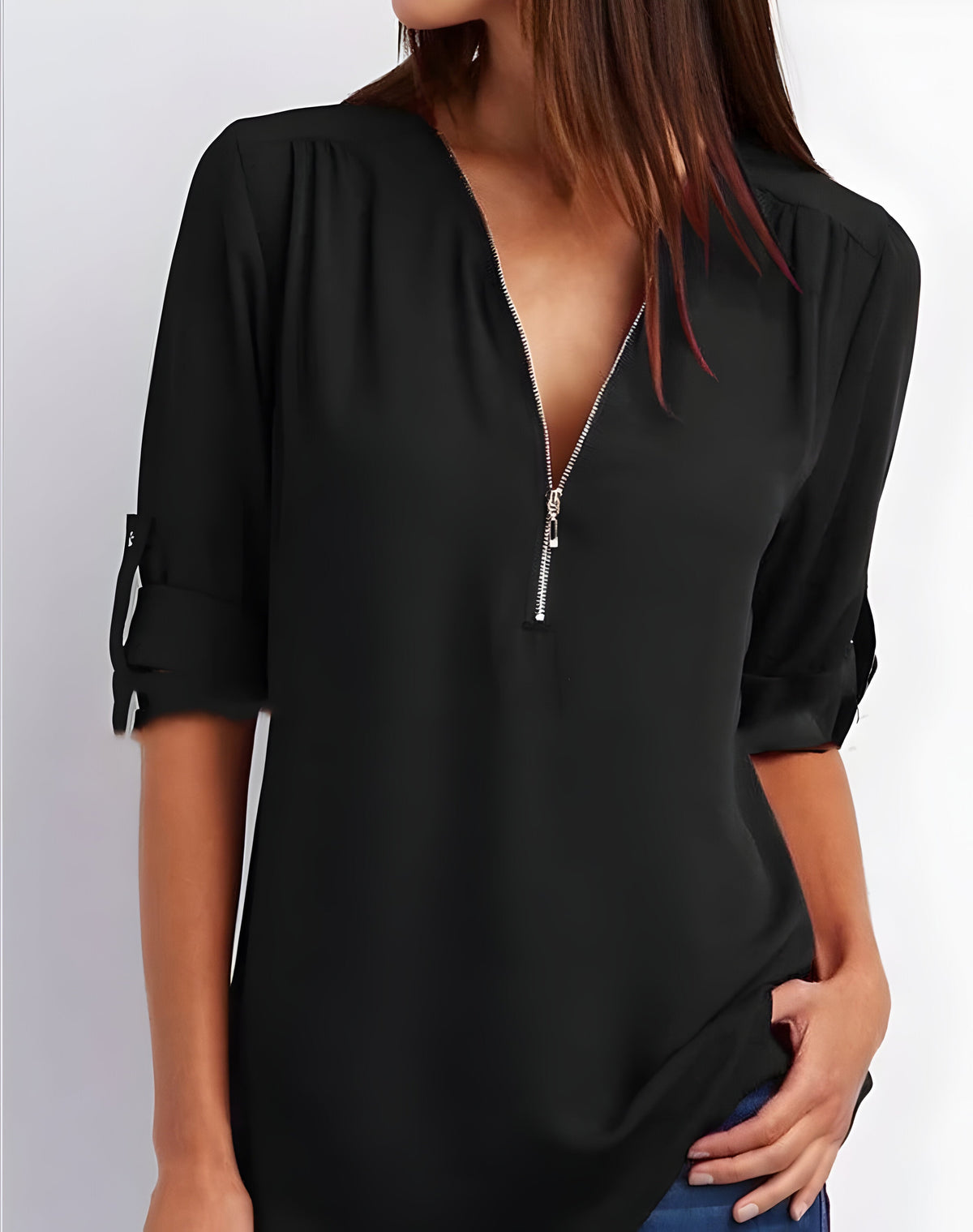 Blusa para mujer con cremallera frontal