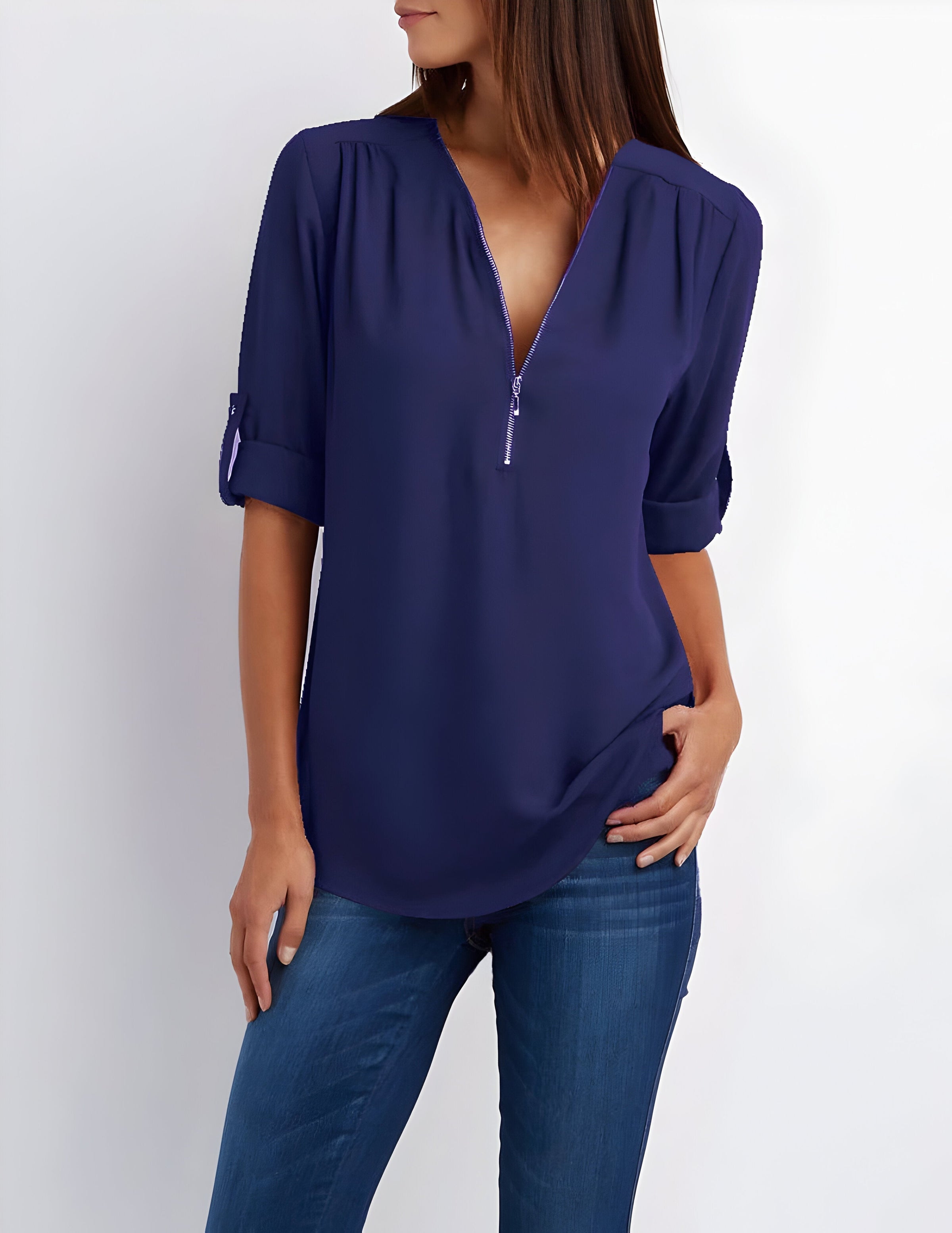 Blusa para mujer con cremallera frontal