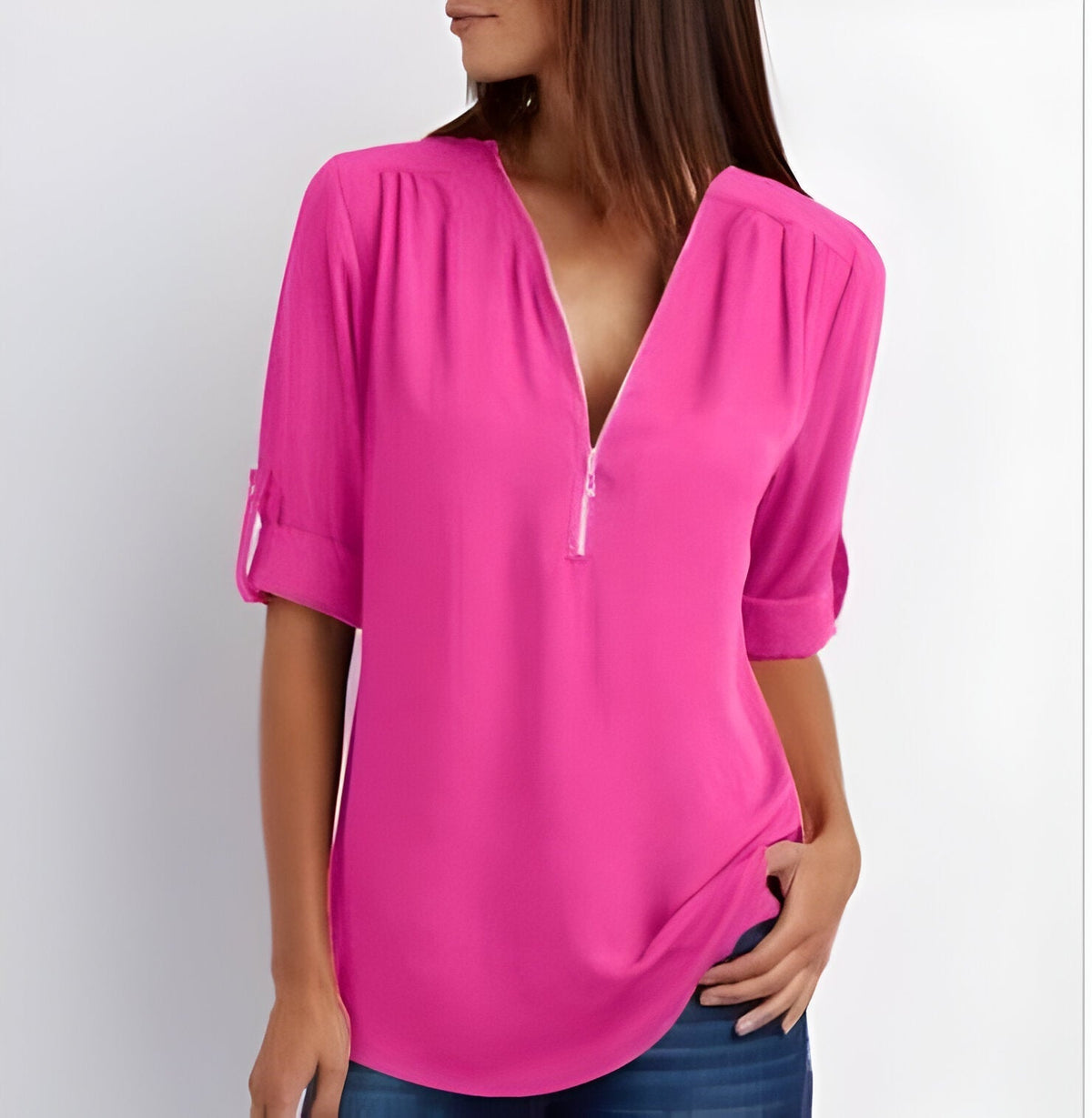 Blusa para mujer con cremallera frontal