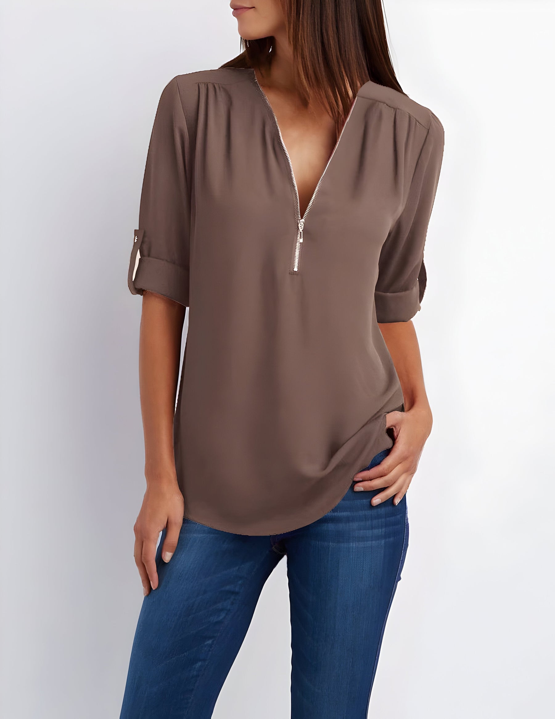 Blusa para mujer con cremallera frontal