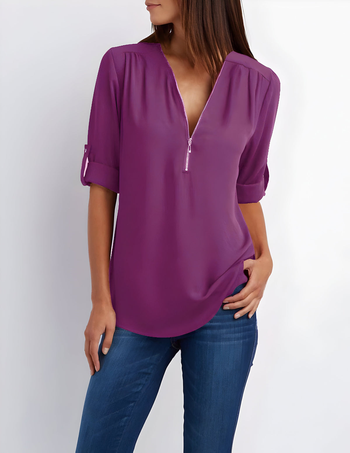 Blusa para mujer con cremallera frontal