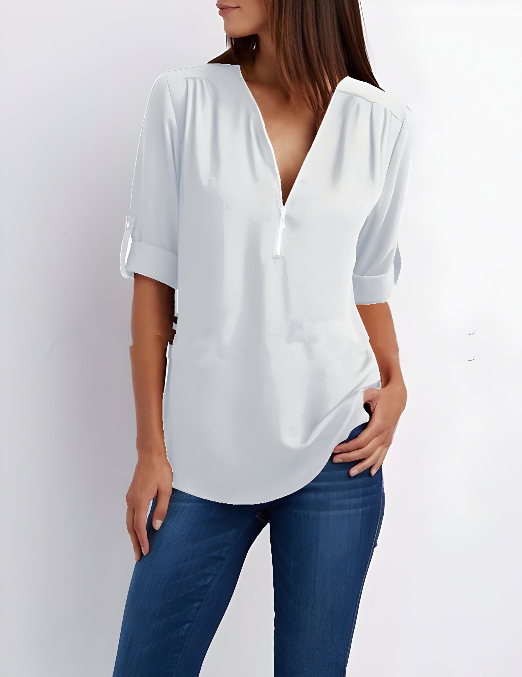 Blusa para mujer con cremallera frontal