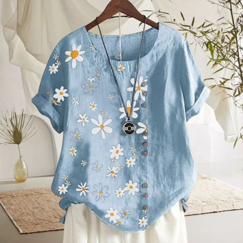 Blusa para mujer con cuello mao y estampado floral