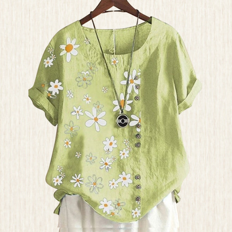Blusa para mujer con cuello mao y estampado floral