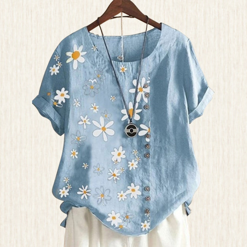 Blusa para mujer con cuello mao y estampado floral