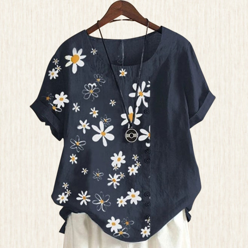 Blusa para mujer con cuello mao y estampado floral