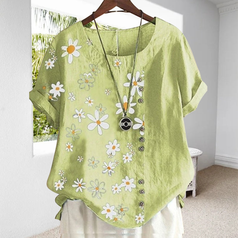 Blusa para mujer con cuello mao y estampado floral