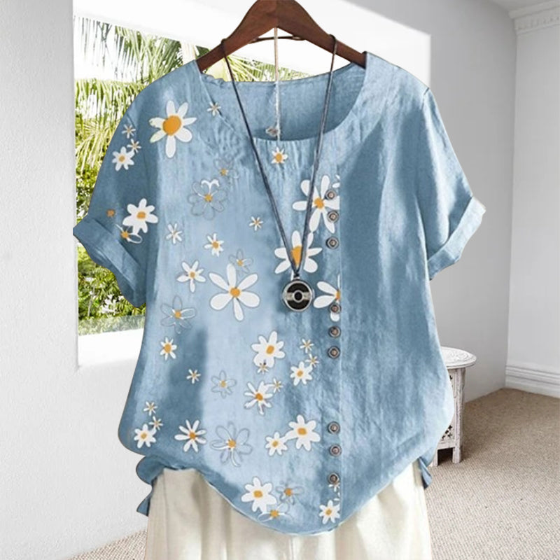 Blusa para mujer con cuello mao y estampado floral