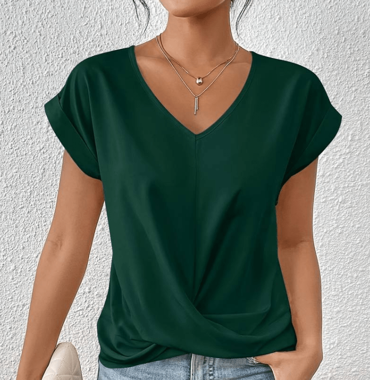 Blusa para mujer con cuello en V y efecto vientre plano