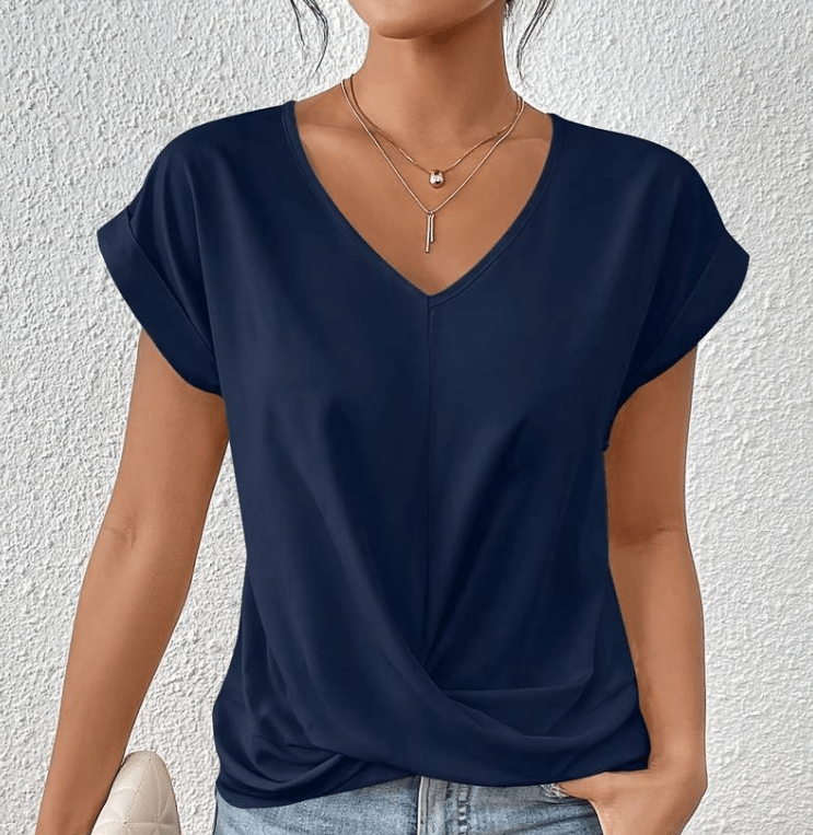 Blusa para mujer con cuello en V y efecto vientre plano