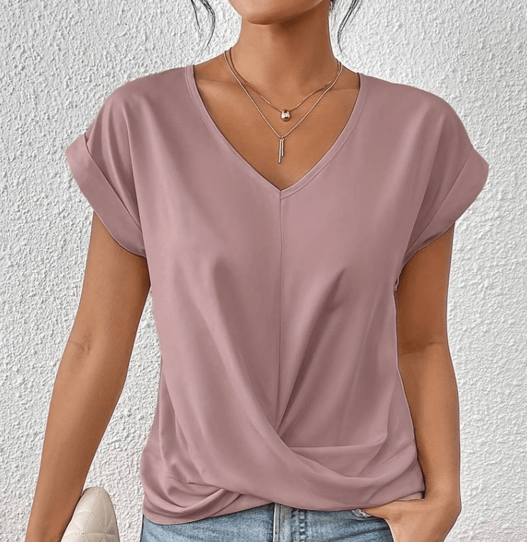 Blusa para mujer con cuello en V y efecto vientre plano