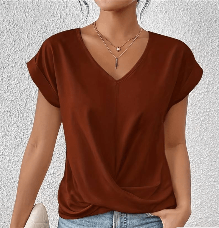 Blusa para mujer con cuello en V y efecto vientre plano