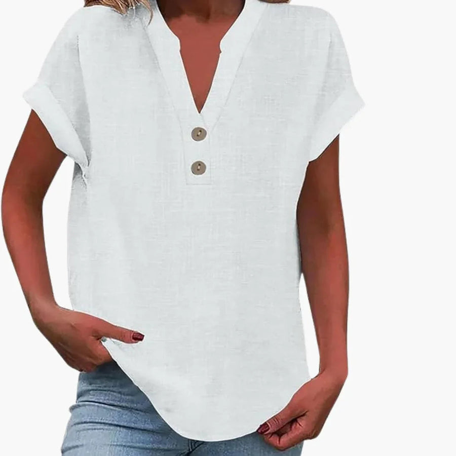 Blusa para mujer con escote en V y manga corta