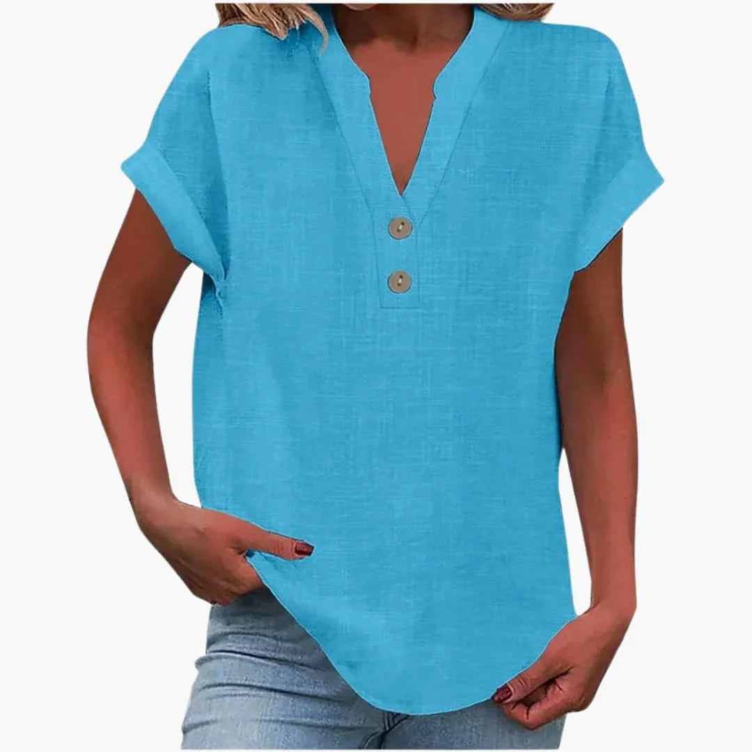 Blusa para mujer con escote en V y manga corta