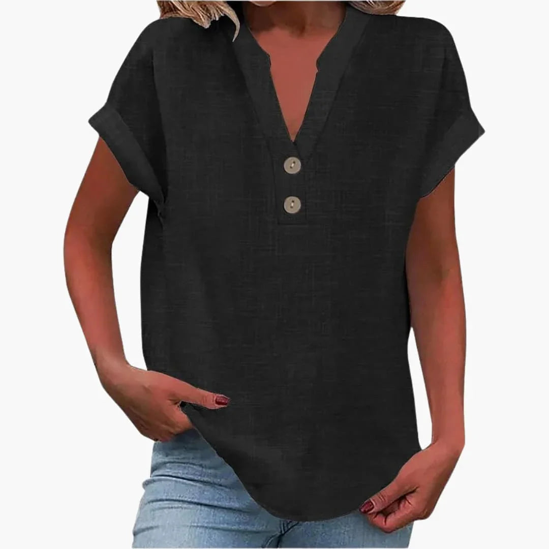 Blusa para mujer con escote en V y manga corta