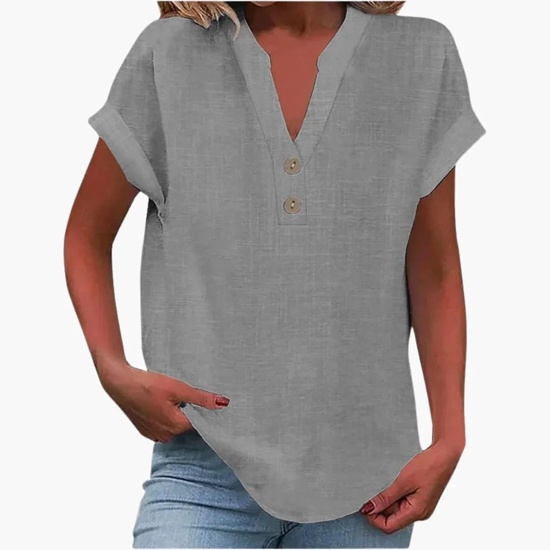 Blusa para mujer con escote en V y manga corta