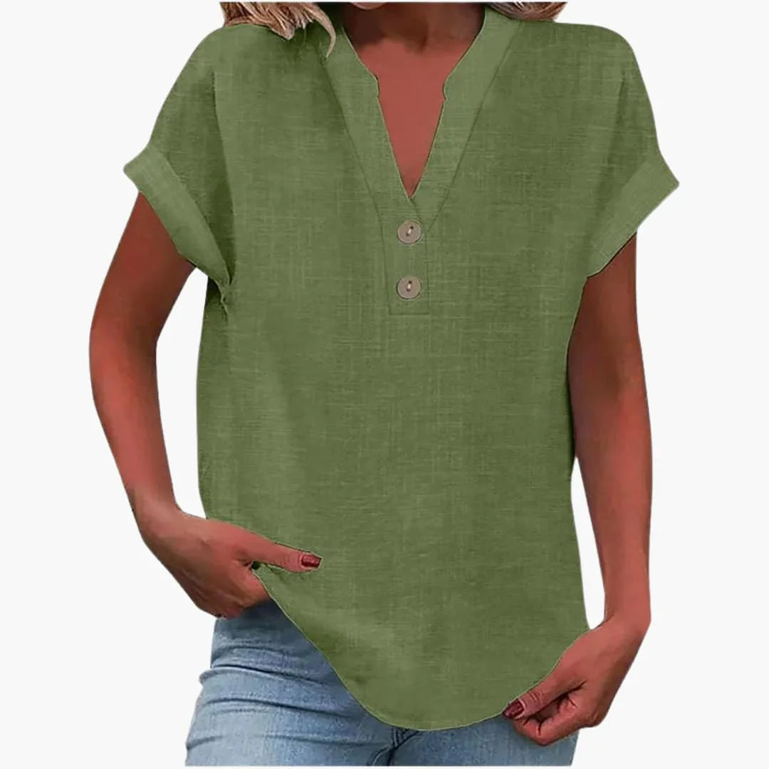 Blusa para mujer con escote en V y manga corta