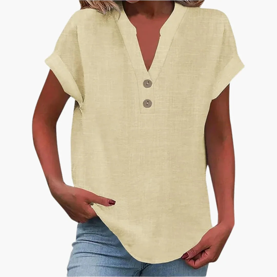 Blusa para mujer con escote en V y manga corta