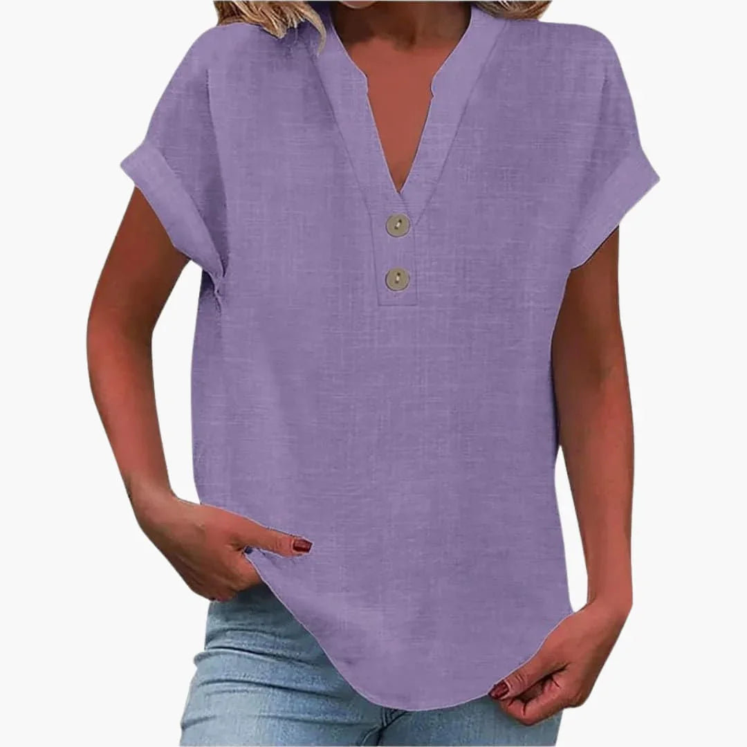 Blusa para mujer con escote en V y manga corta