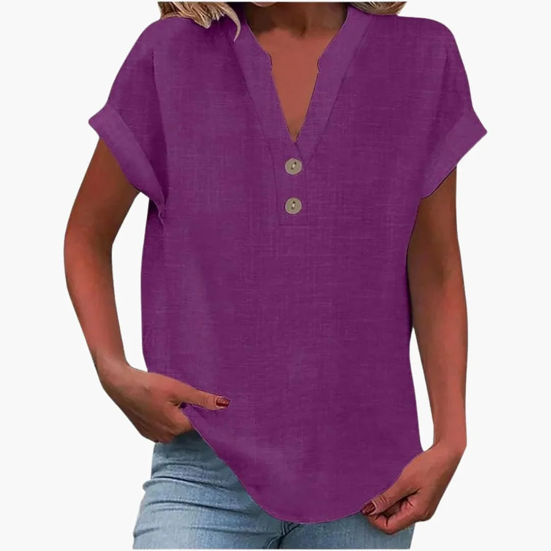 Blusa para mujer con escote en V y manga corta