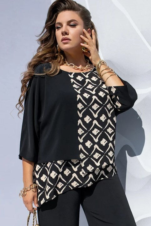 Blusa para Mujer con Estampado Gráfico y Capas