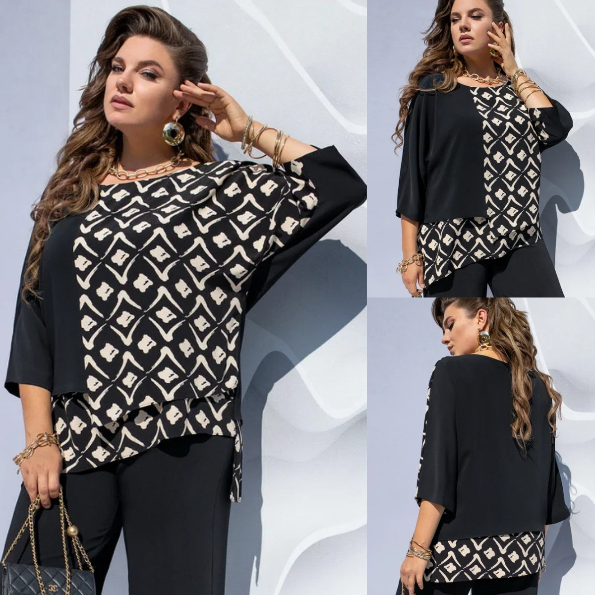 Blusa para Mujer con Estampado Gráfico y Capas
