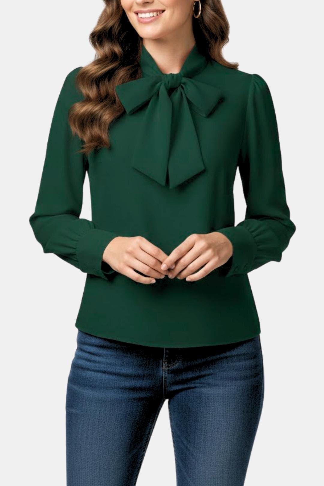 Blusa para mujer con lazada y manga larga