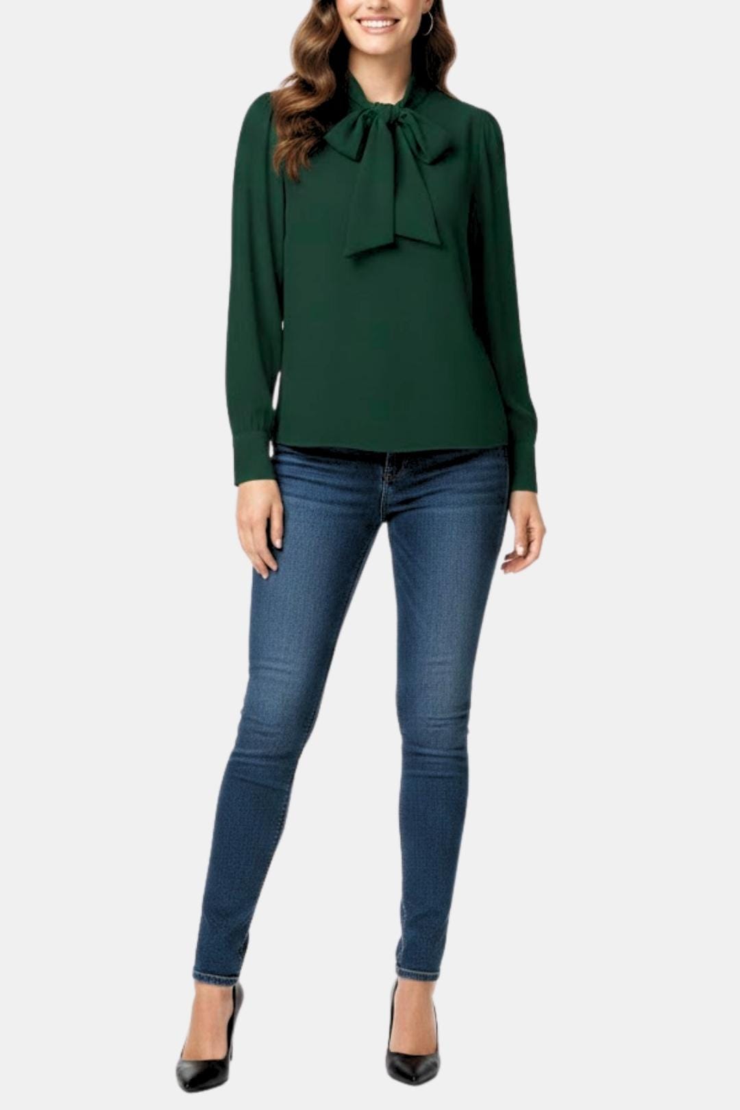 Blusa para mujer con lazada y manga larga
