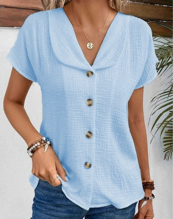 Blusa para mujer con textura y tira de botones