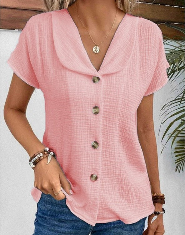 Blusa para mujer con textura y tira de botones