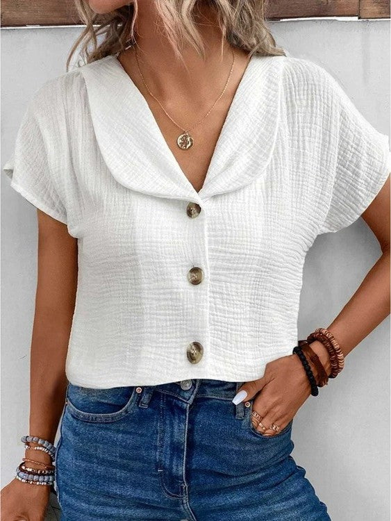 Blusa para mujer con textura y tira de botones