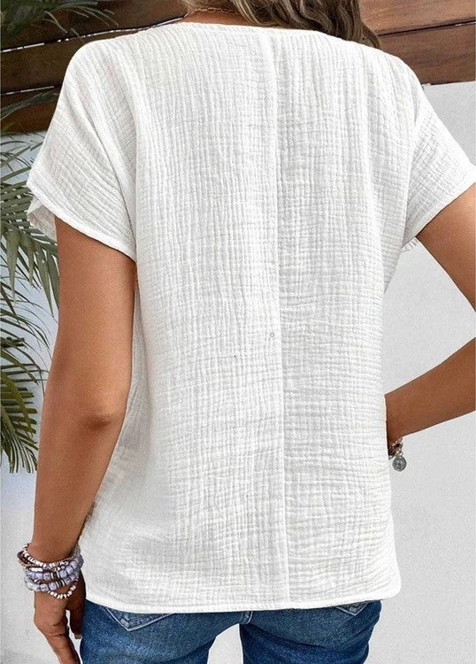 Blusa para mujer con textura y tira de botones