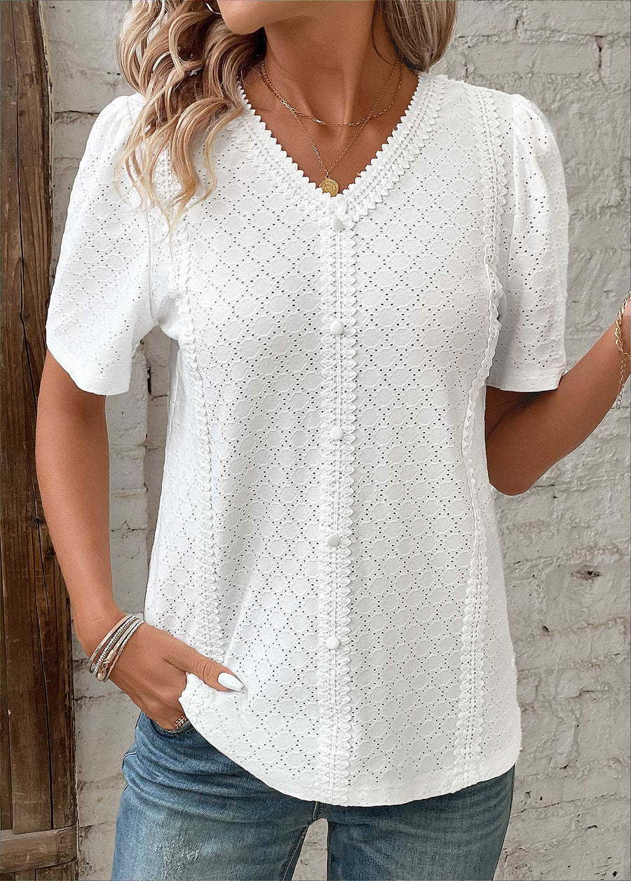 Blusa para mujer de manga corta con botones