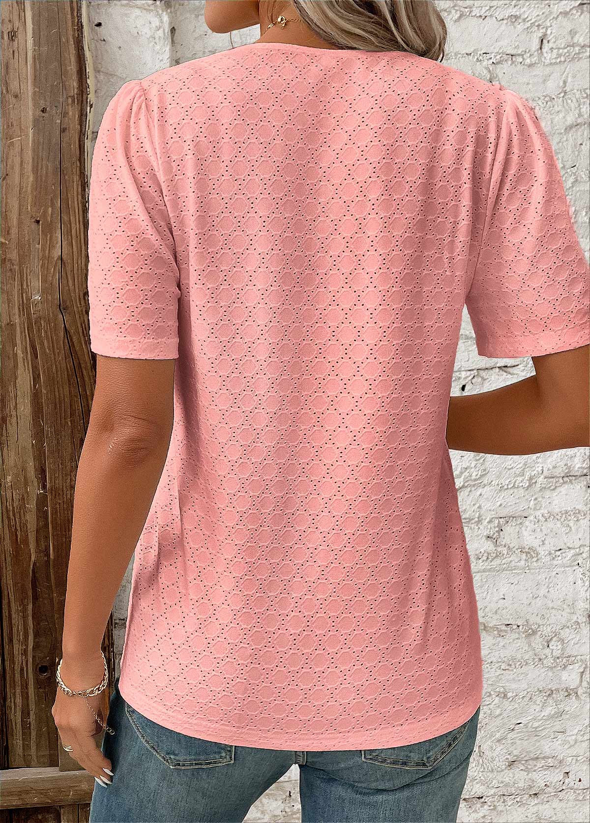 Blusa para mujer de manga corta con botones