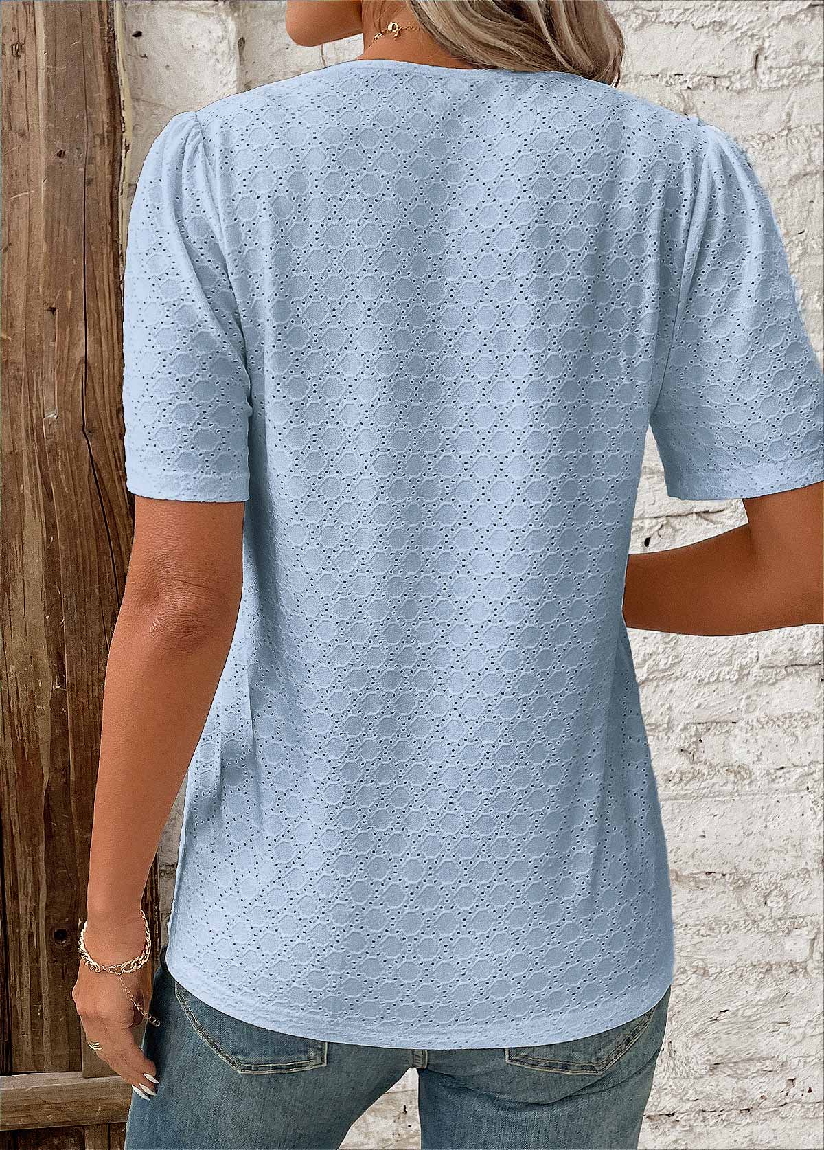 Blusa para mujer de manga corta con botones