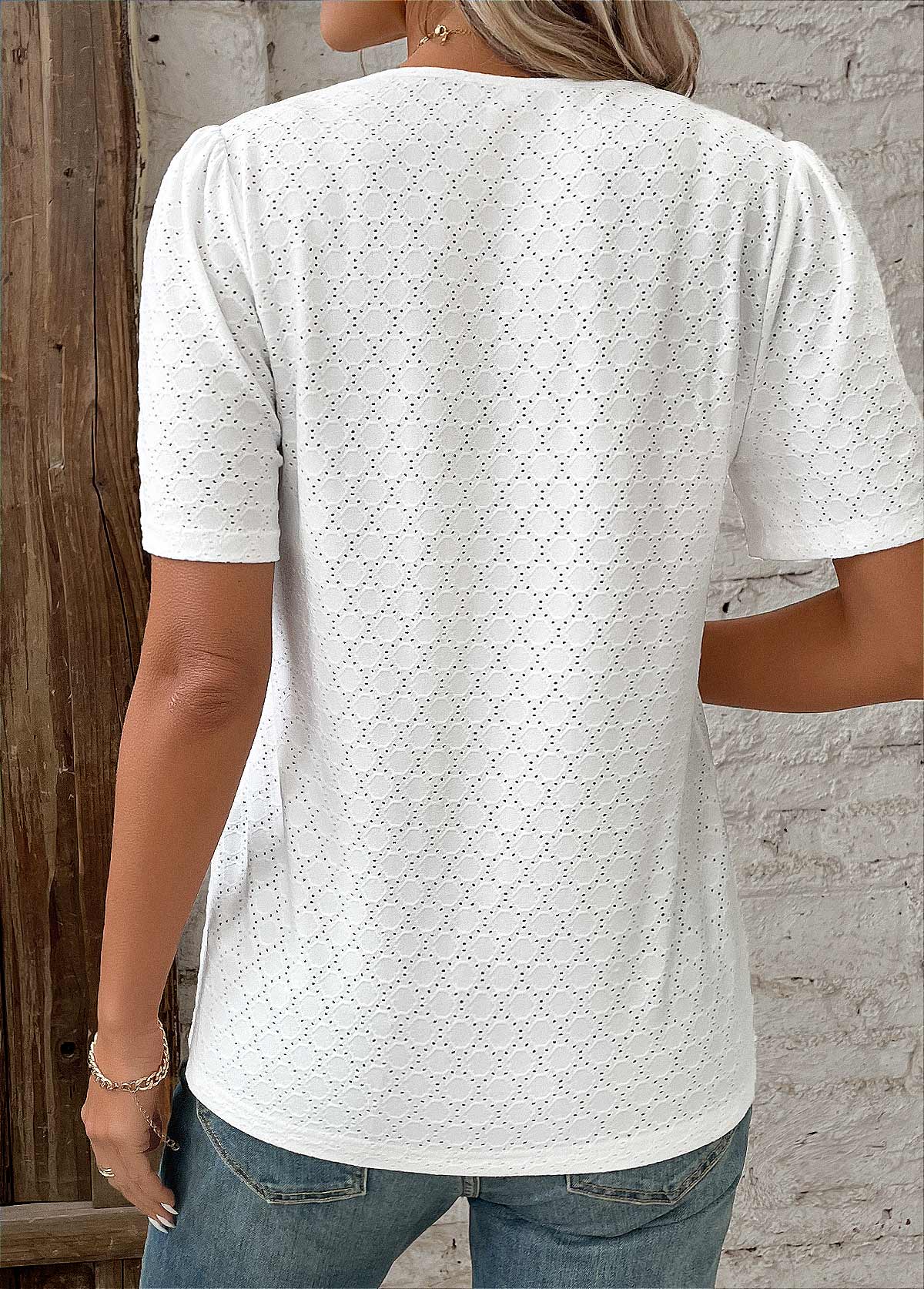 Blusa para mujer de manga corta con botones