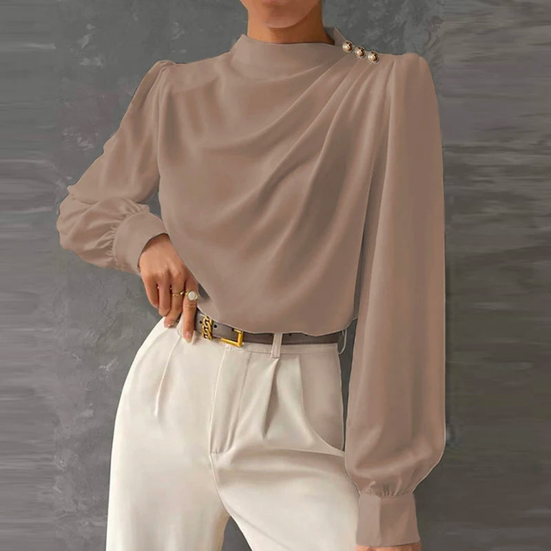 Blusa para mujer de manga larga con diseño fruncido