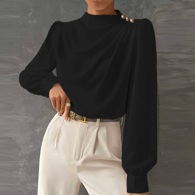 Blusa para mujer de manga larga con diseño fruncido