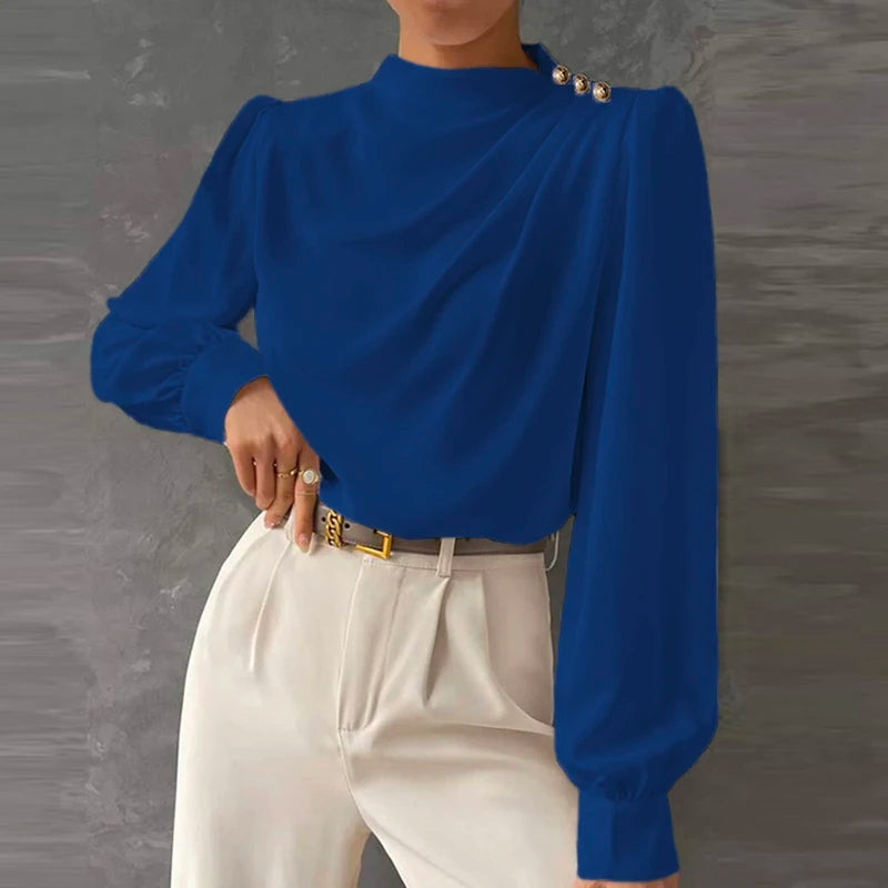 Blusa para mujer de manga larga con diseño fruncido